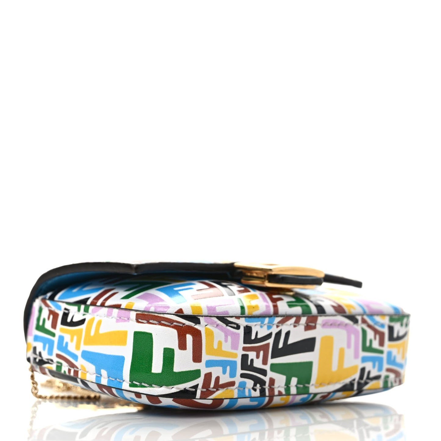 X SARAH COLEMAN Vitello Liberty Ceylon Micro FF Fish Eye Embossed Nano Baguette Charm Multicolor Cyber Blue