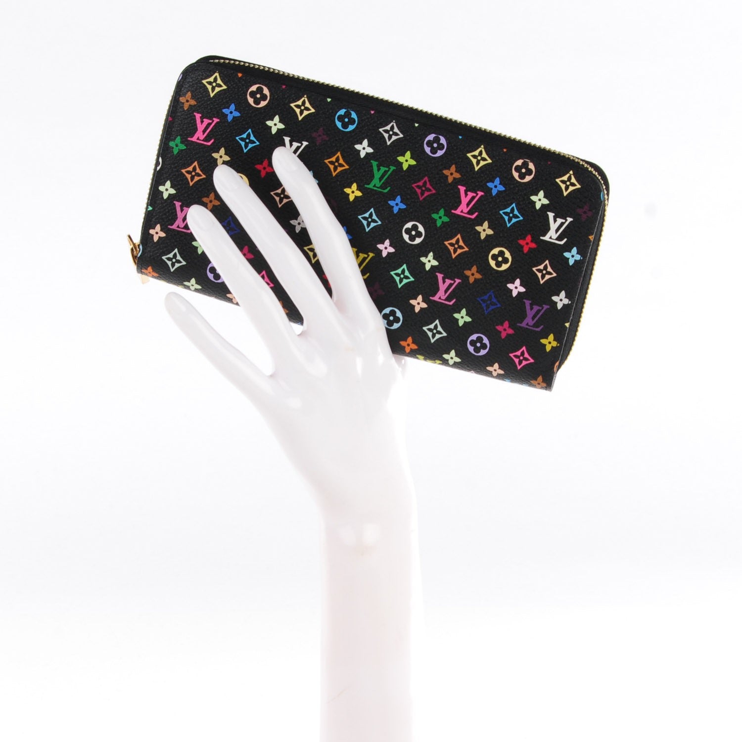 Louis Vuitton Monogram Multicolor Zippy Wallet Black Violet 2 of 7