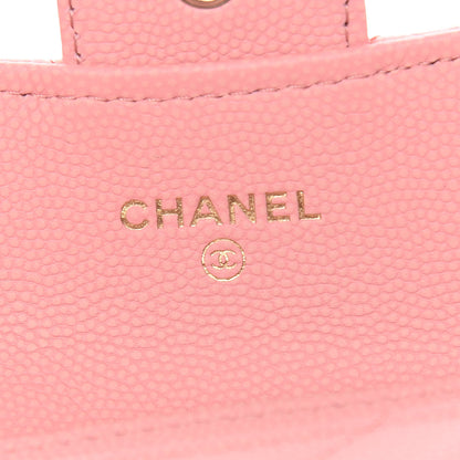 Chanel Caviar Chevron Quilted Flap Card Holder Pink 6 of 9