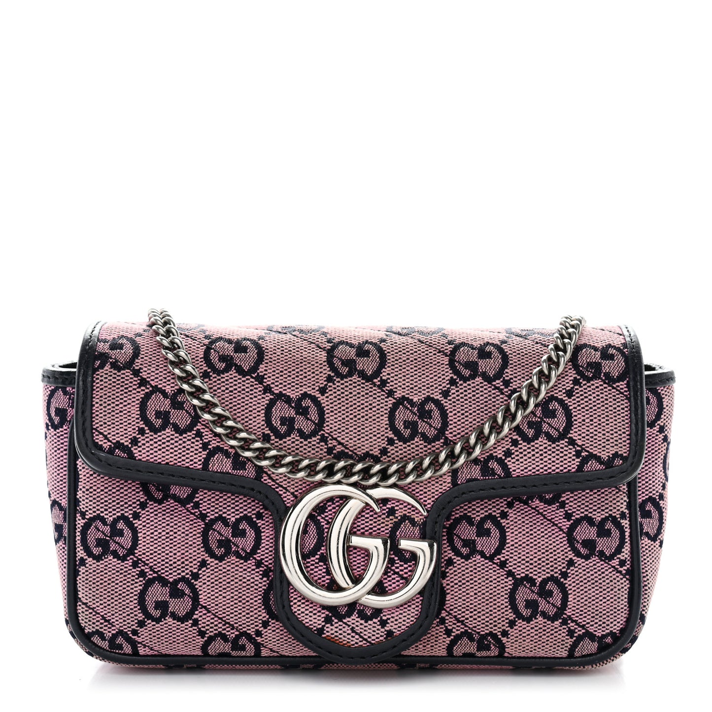 Monogram Multicolor Matelasse Diagonal Super Mini GG Marmont Shoulder Bag Pink Blue