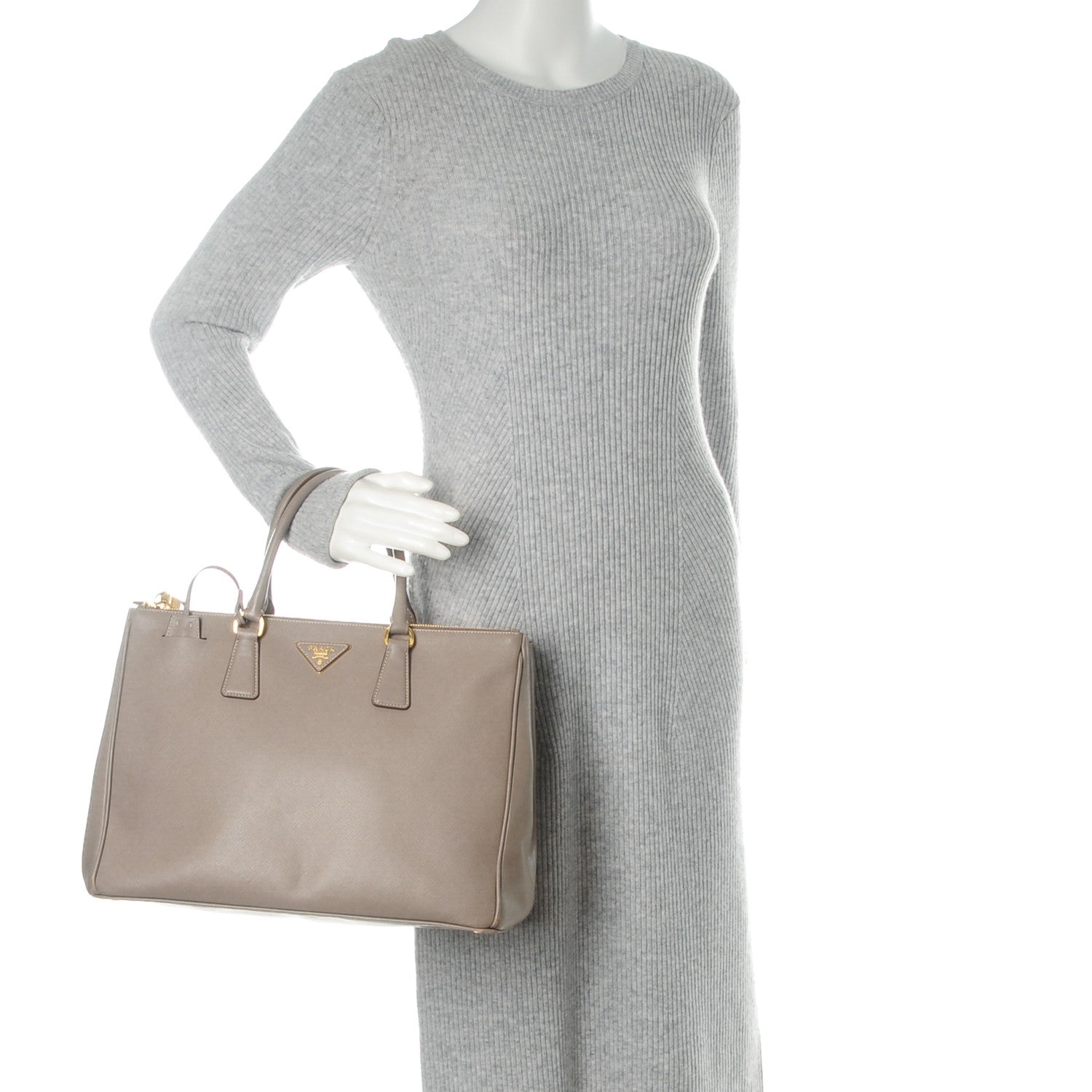 Prada Saffiano Large Galleria Double Zip Tote Argilla 2 of 12