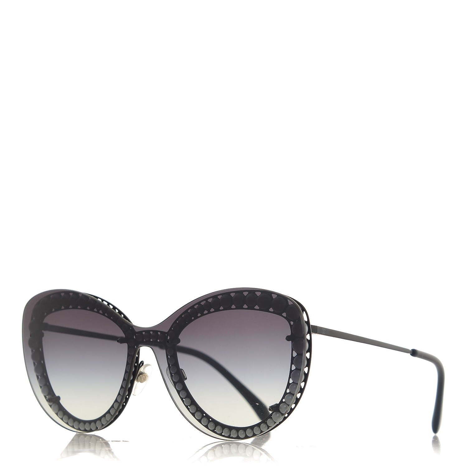 Chanel Acetate Metal Pearl Butterfly Sunglasses 4236-H Black 1 of 9