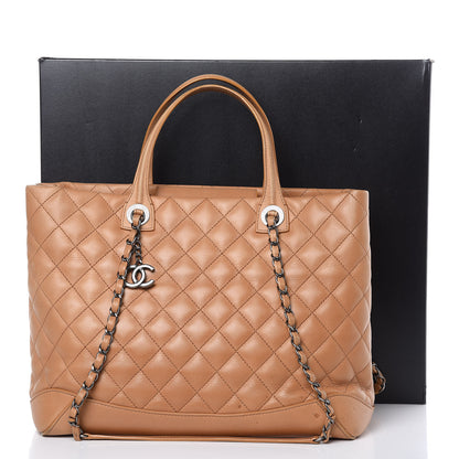 Chanel Calfskin Quilted Large Easy Shopping Tote Dark Beige 23 of 23