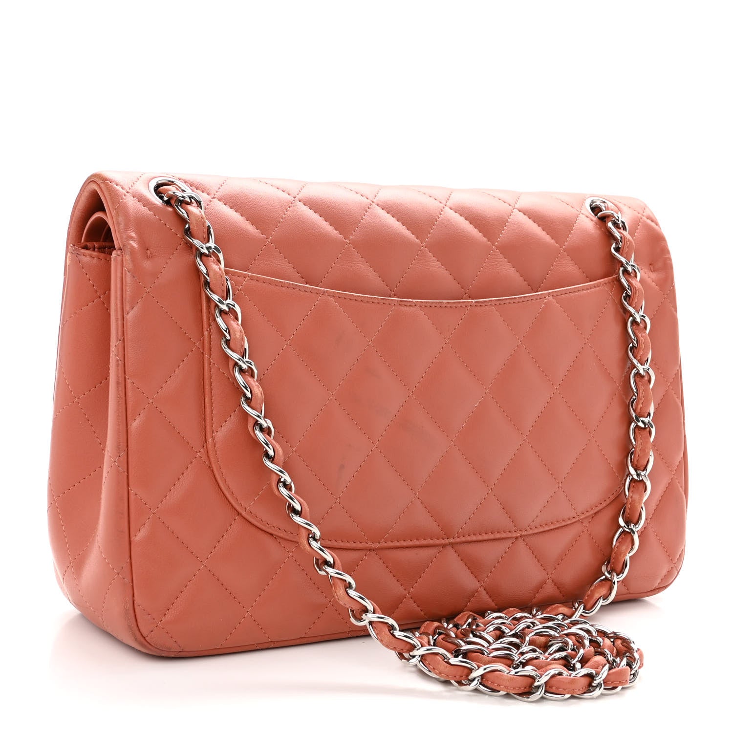 Chanel Lambskin Quilted Jumbo Double Flap Orange 2 of 14