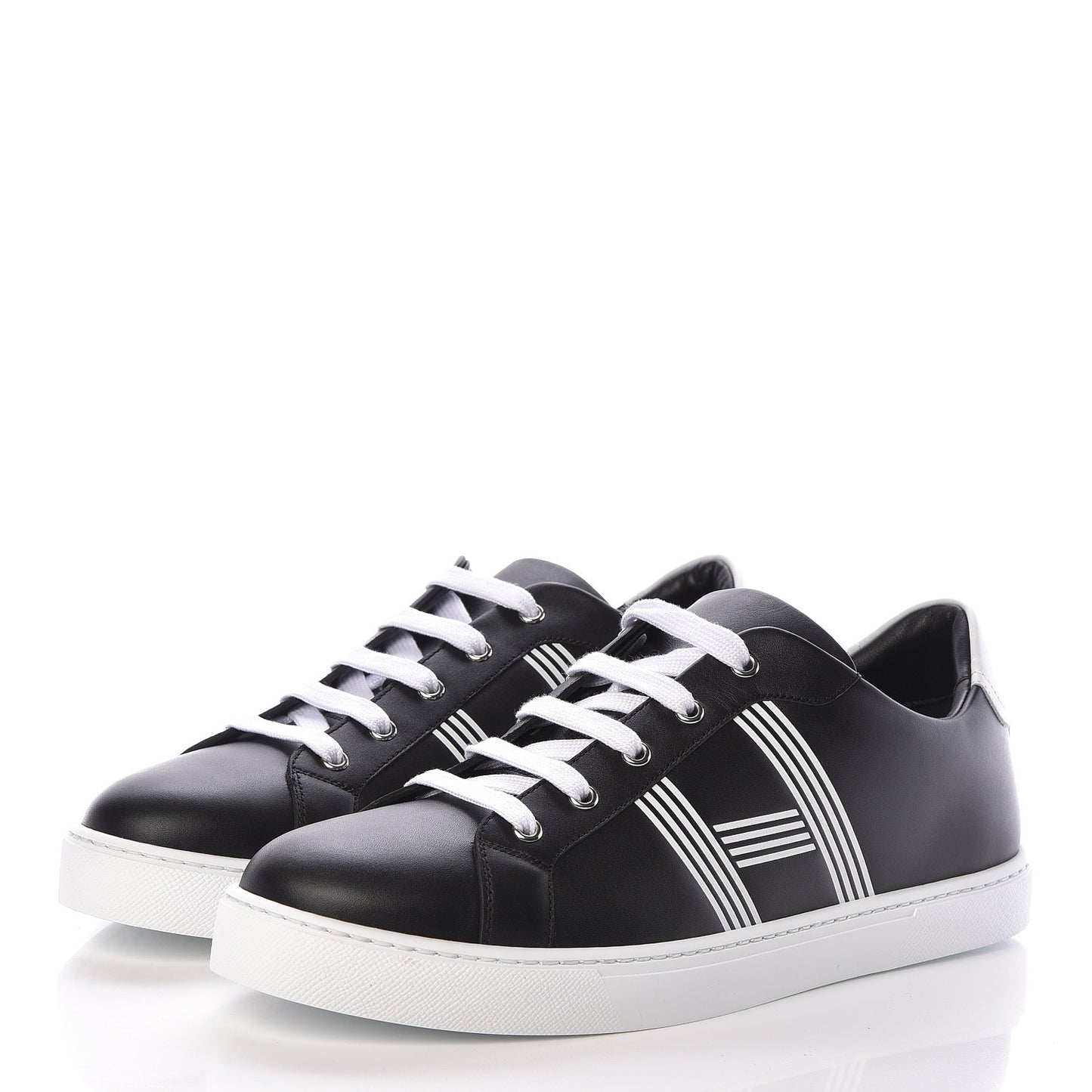 Calfskin Mens Avantage Sneakers 43 Black White