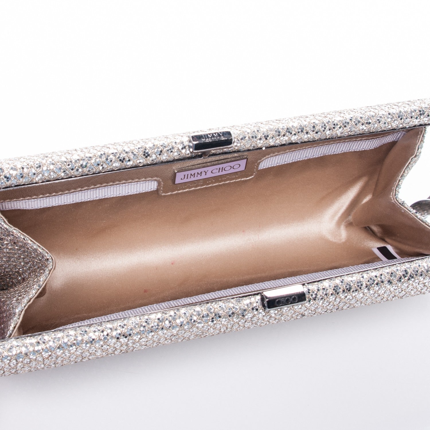 Jimmy Choo Glitter Fabric Tube Clutch Silver 5 of 7