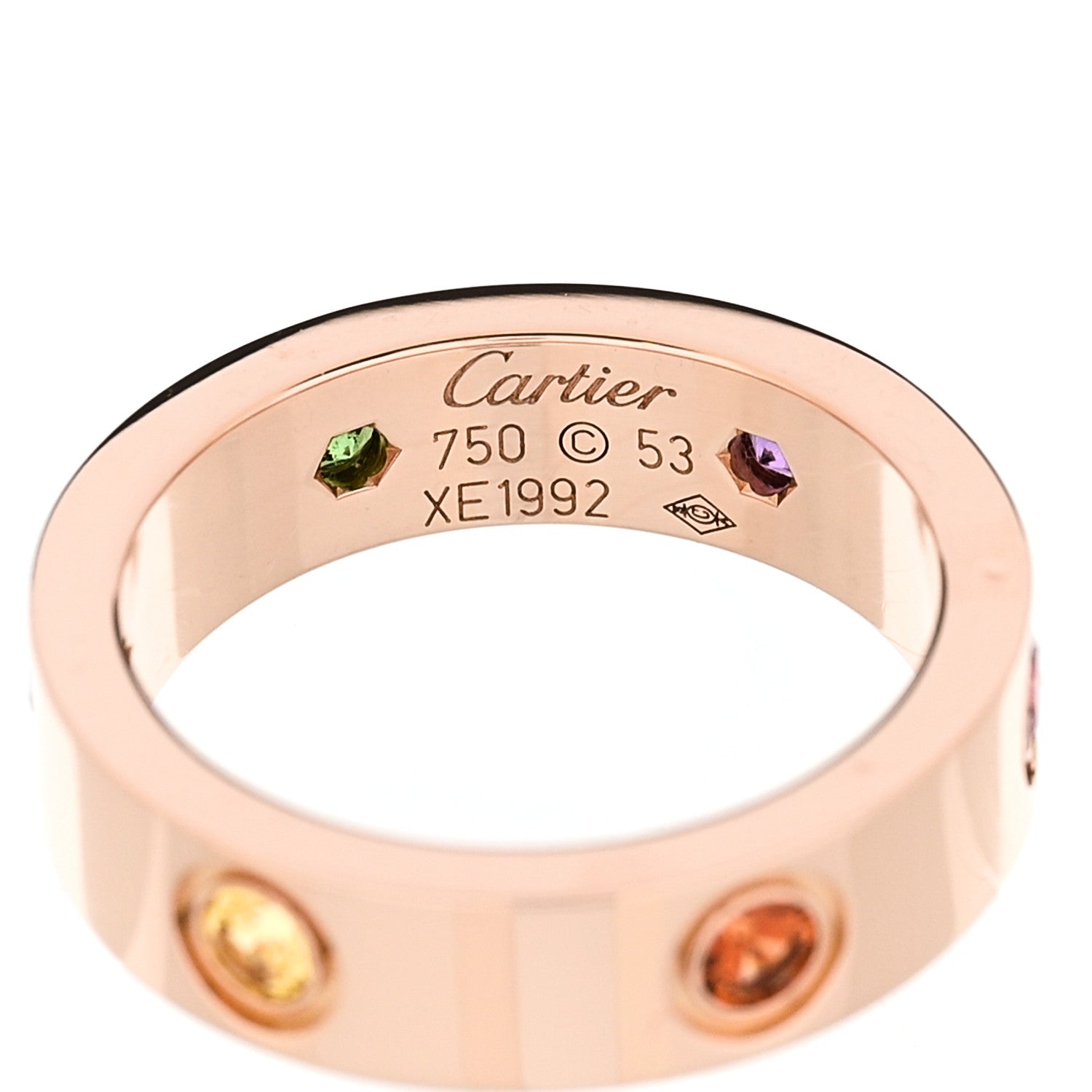 Cartier 18K Pink Gold Sapphire Garnet Amethyst 5.5mm LOVE Ring 53 6.5 4 of 5