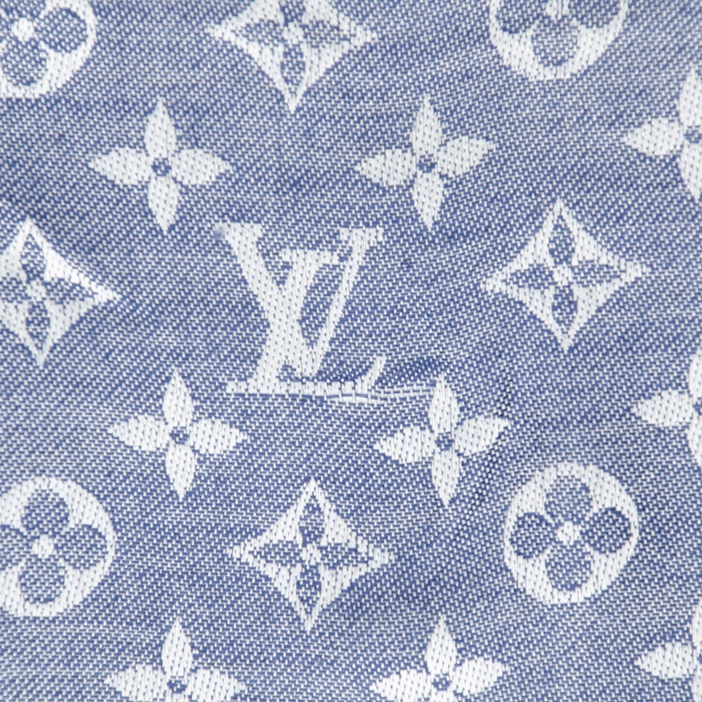 Wool Silk Monogram Denim Shawl Blue