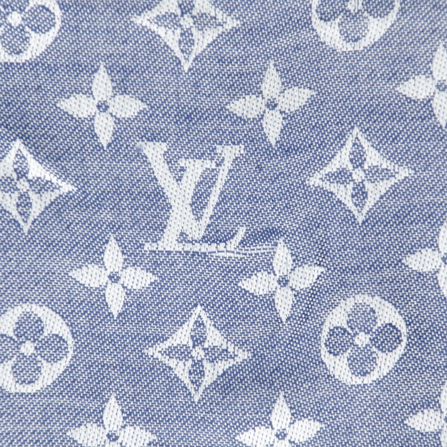 Louis Vuitton Wool Silk Monogram Denim Shawl Blue 7 of 7