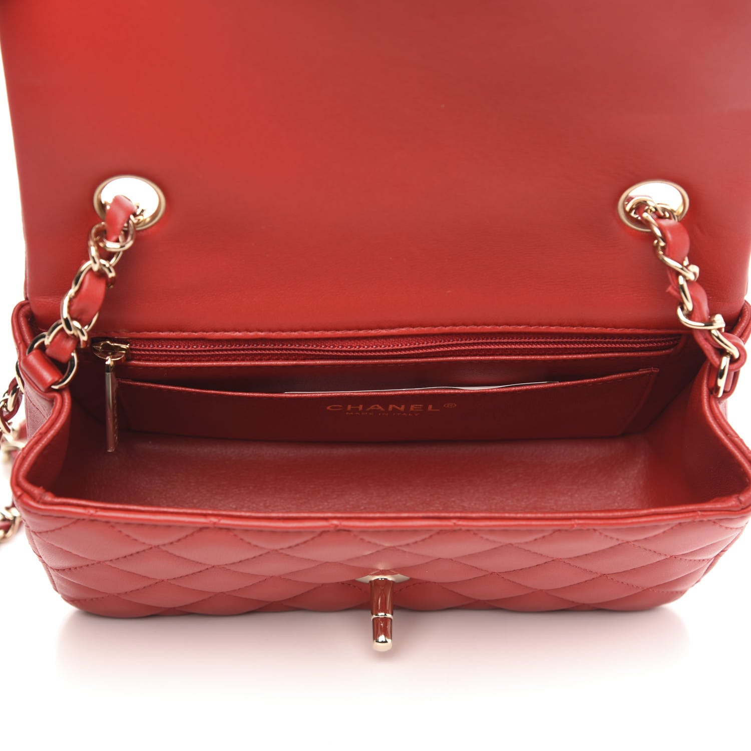 Chanel Lambskin Quilted Mini Rectangular Flap Red 5 of 9
