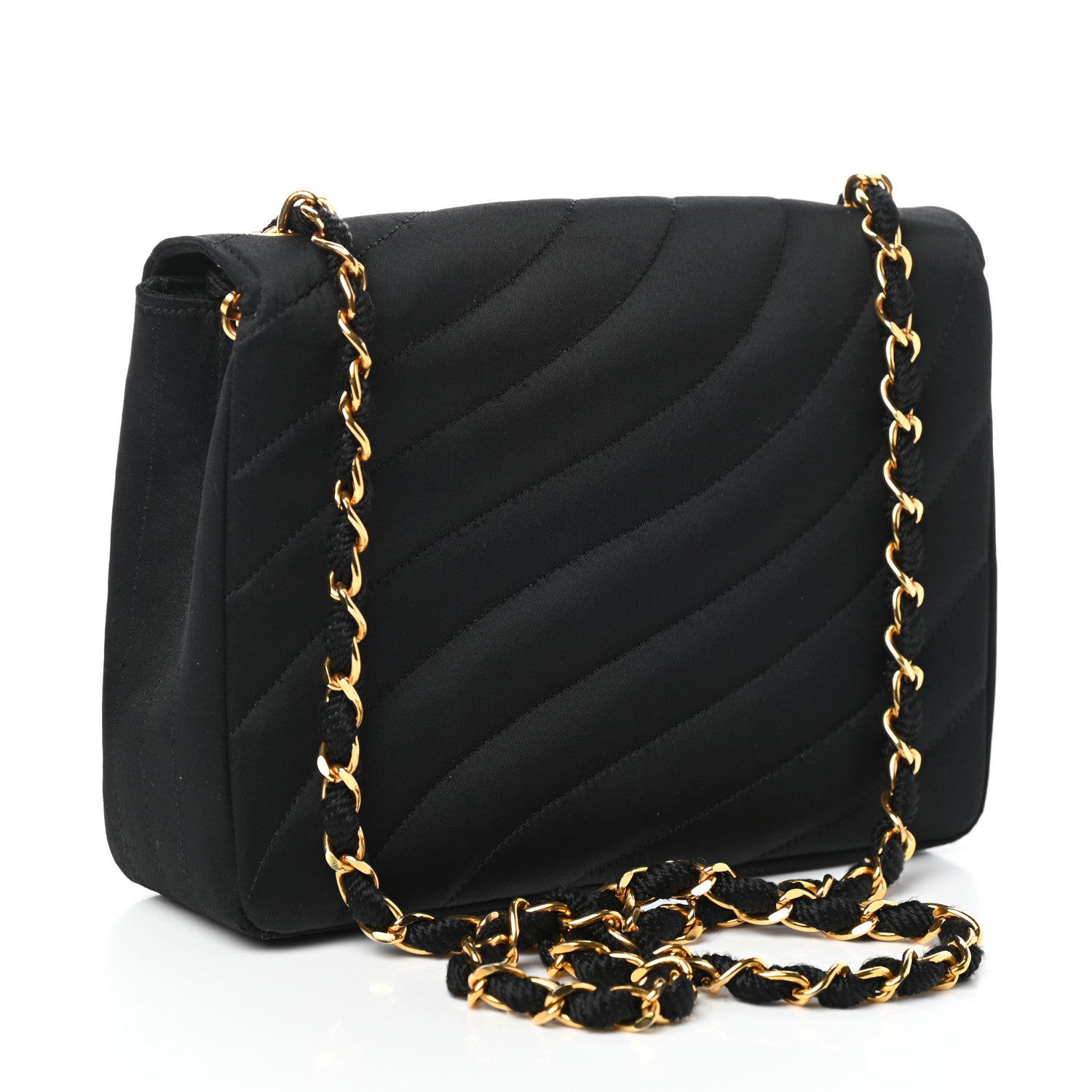 Chanel Satin Flap Shoulder Bag Black 3 of 10