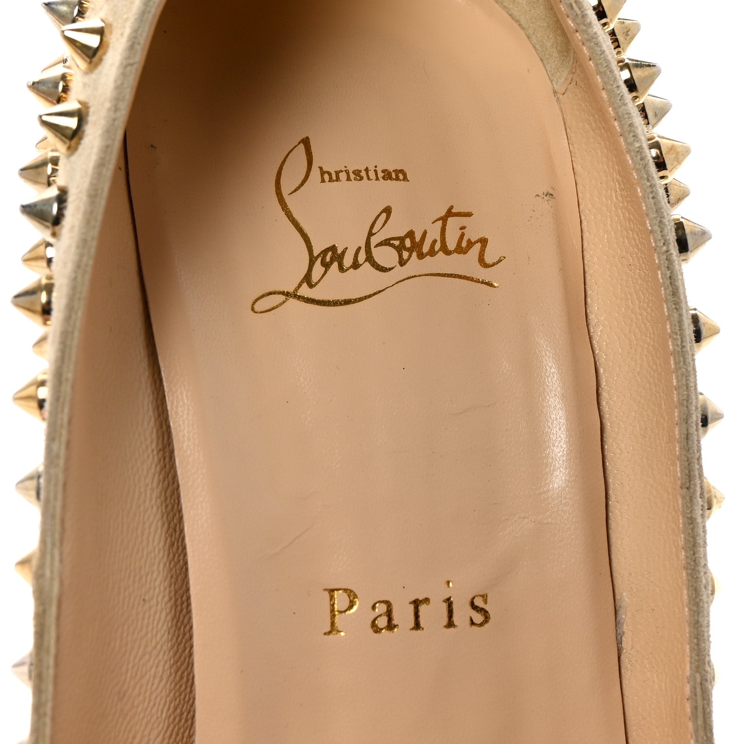 Christian Louboutin Veau Velours Patent Lady Peep Spikes 150 Pumps 40 Stone 8 of 9