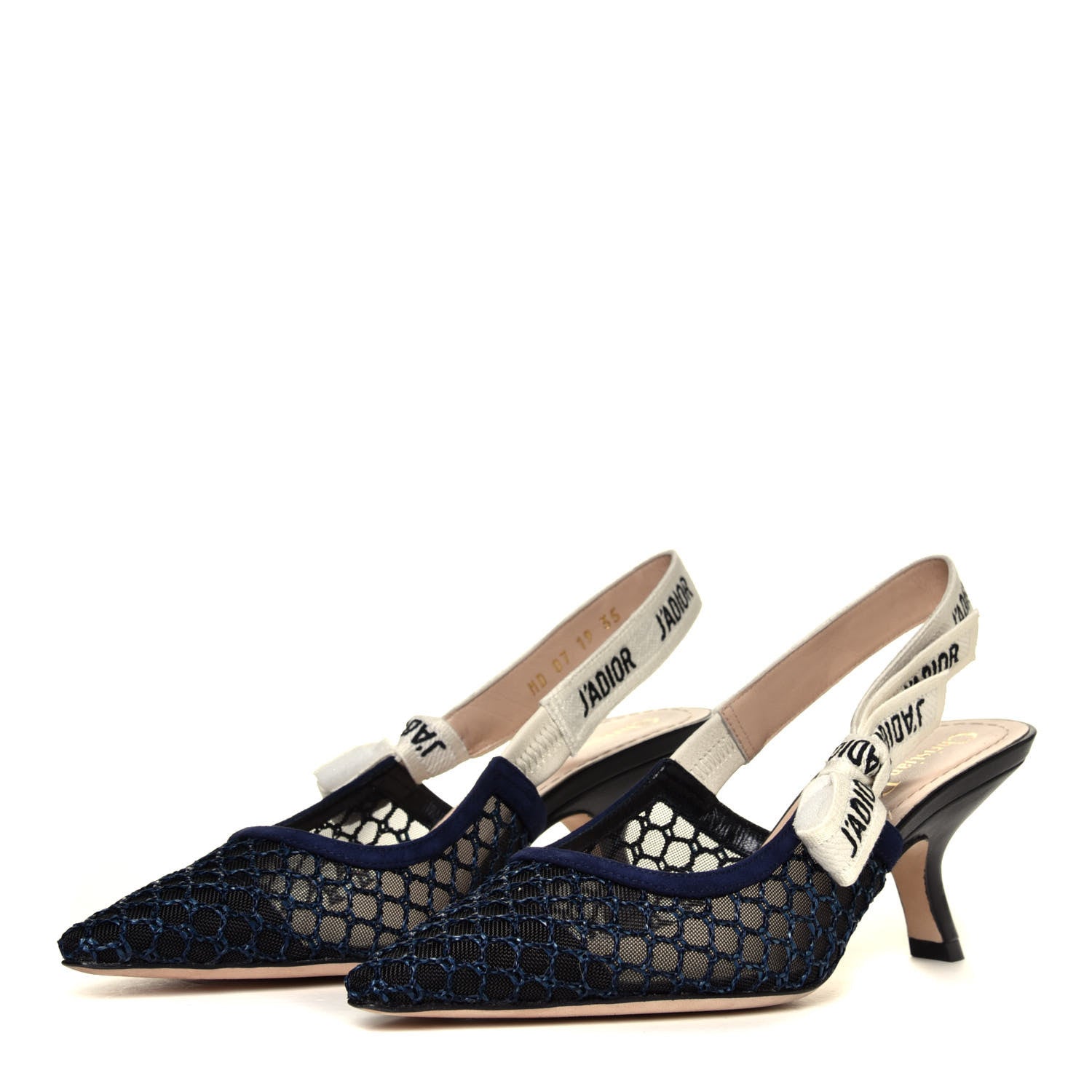 Christian Dior Resille Lambskin Ribbon J'Adior Slingback 65mm Pumps 35 Indigo Blue 4 of 12