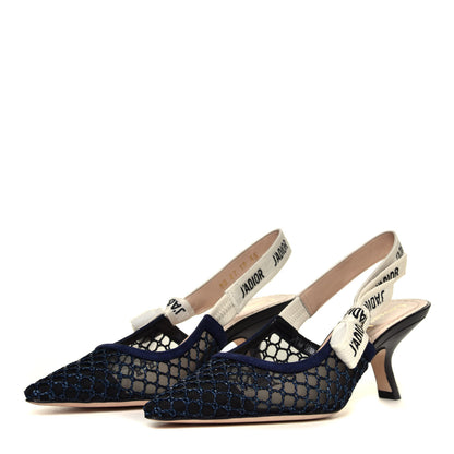 Christian Dior Resille Lambskin Ribbon J'Adior Slingback 65mm Pumps 35 Indigo Blue 4 of 12