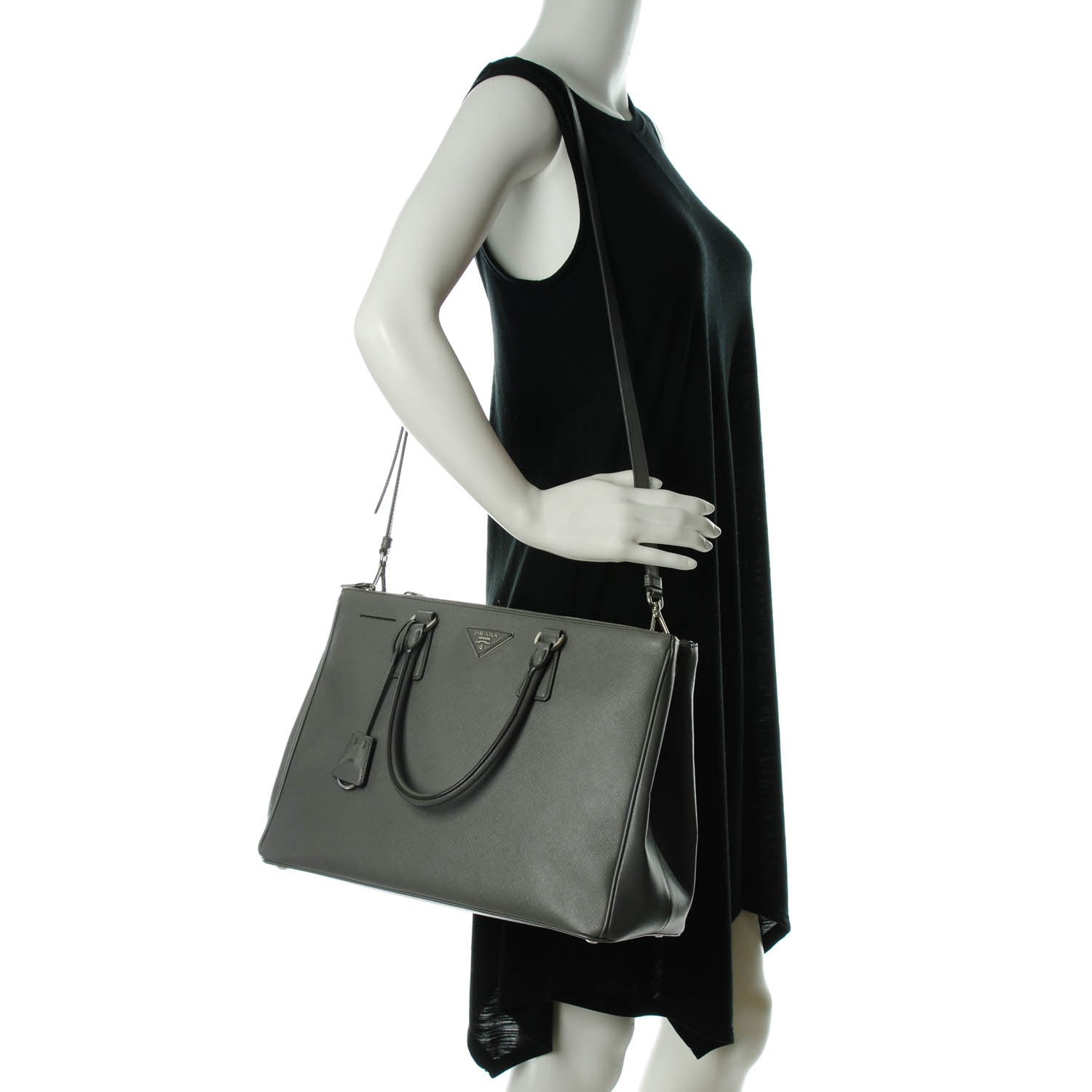 Prada Saffiano Large Galleria Double Zip Tote Marmo 2 of 8