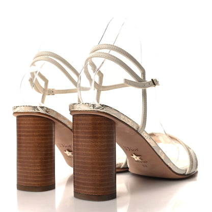 Christian Dior Canvas Lurex Embroidered Dway 80mm Sandals 38 White Gold 4 of 9