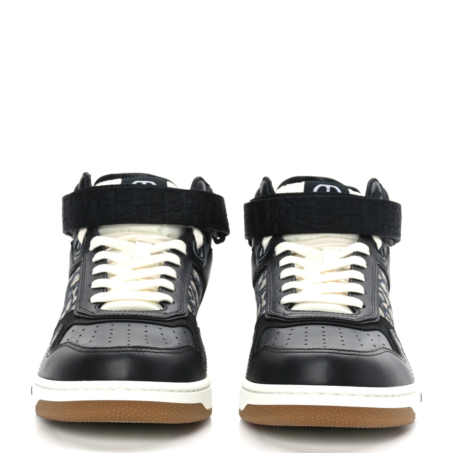 Christian Dior Smooth Calfskin Jacquard Oblique Mens B27 Mid Top Sneakers 43 Black Blue 2 of 7