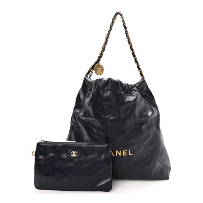 Chanel Shiny Calfskin Quilted Chanel 22 Navy Blue 3 of 11