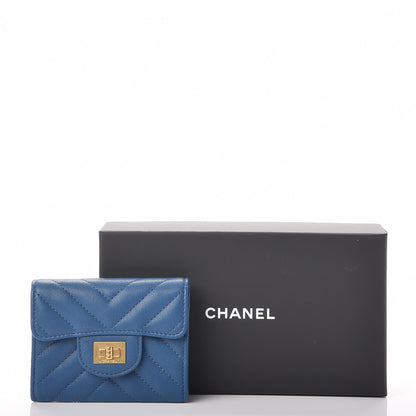 Chanel Sheepskin Chevron Quilted Reissue Card Holder Blue 8 of 8
