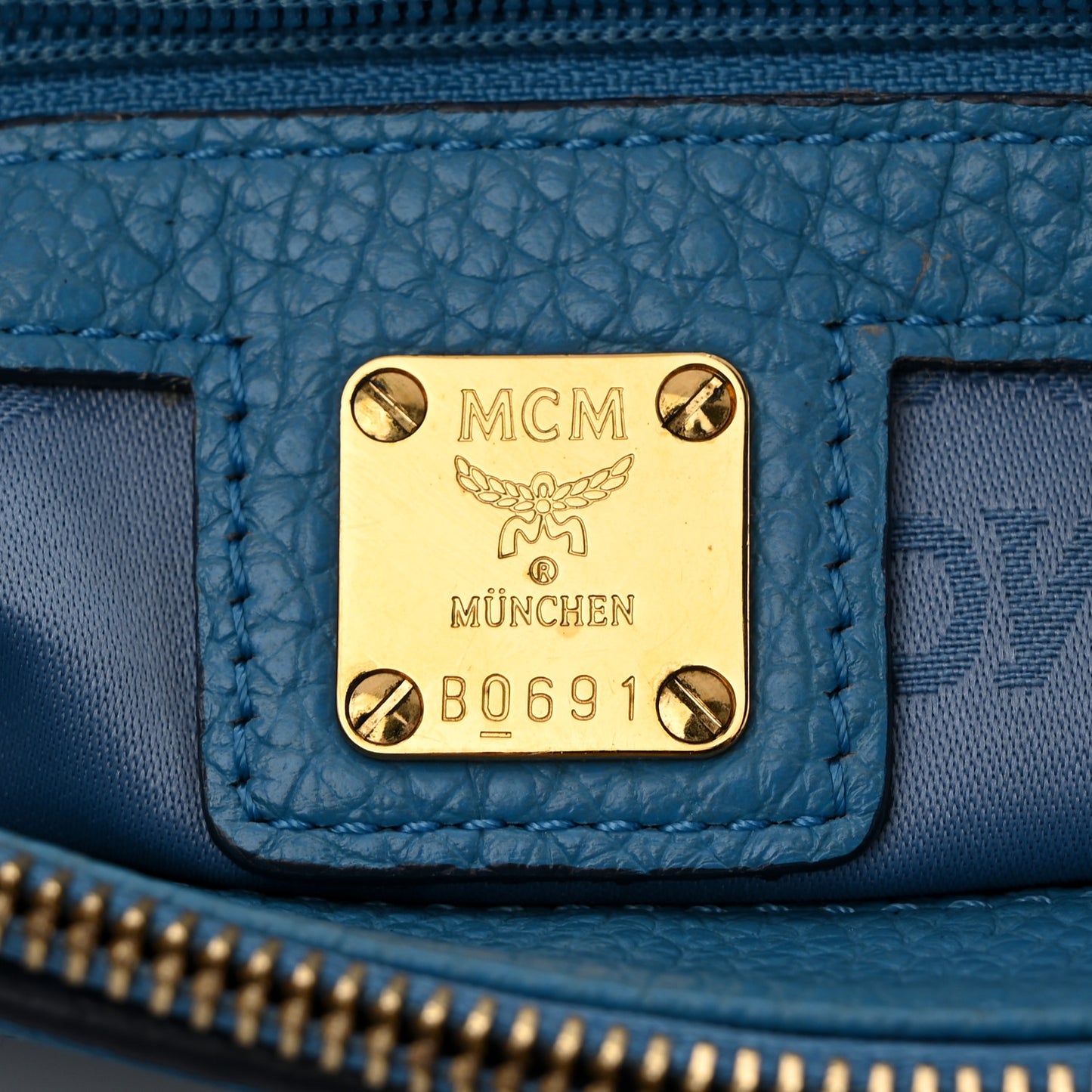 Grained Calfskin First Lady Satchel Blue