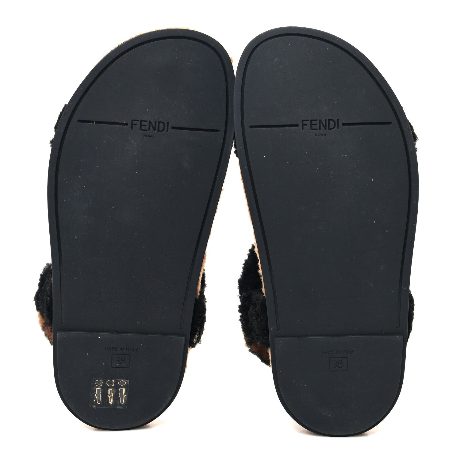 Fendi Shearling FF Fendi Feel Sandals 38 Tobacco Black 5 of 9