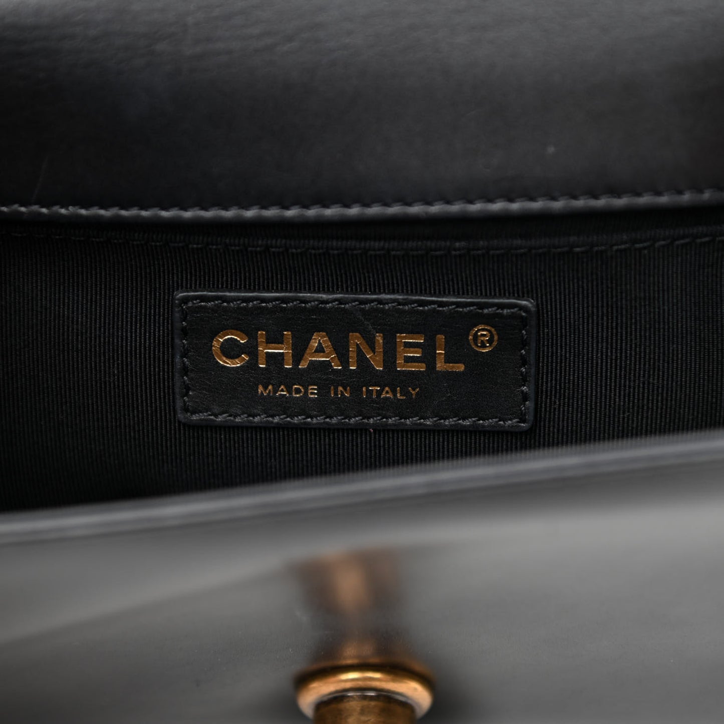 Glazed Calfskin Small Boy Flap Black