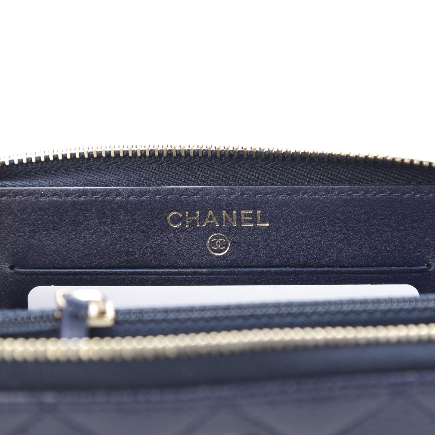 Caviar Quilted Medium Zip Around Wallet Dark Blue