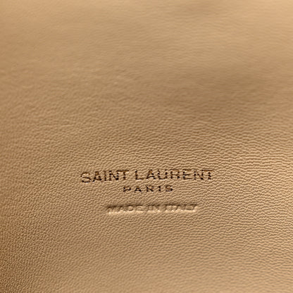 Saint Laurent Shearling Quilted Monogram Loulou Puffer Pouch Clutch Natural Beige 7 of 7