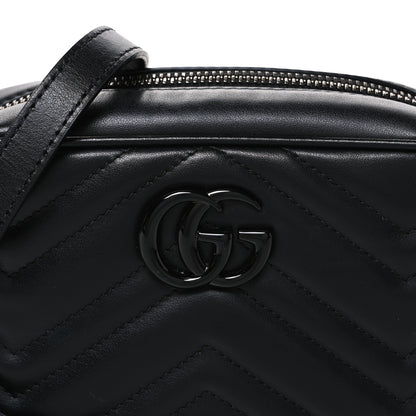 Gucci Calfskin Matelasse Monochrome Mini GG Marmont Chain Shoulder Bag Black 8 of 11