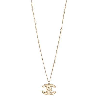 Chanel Pearl CC Pendant Necklace Light Gold 1 of 6