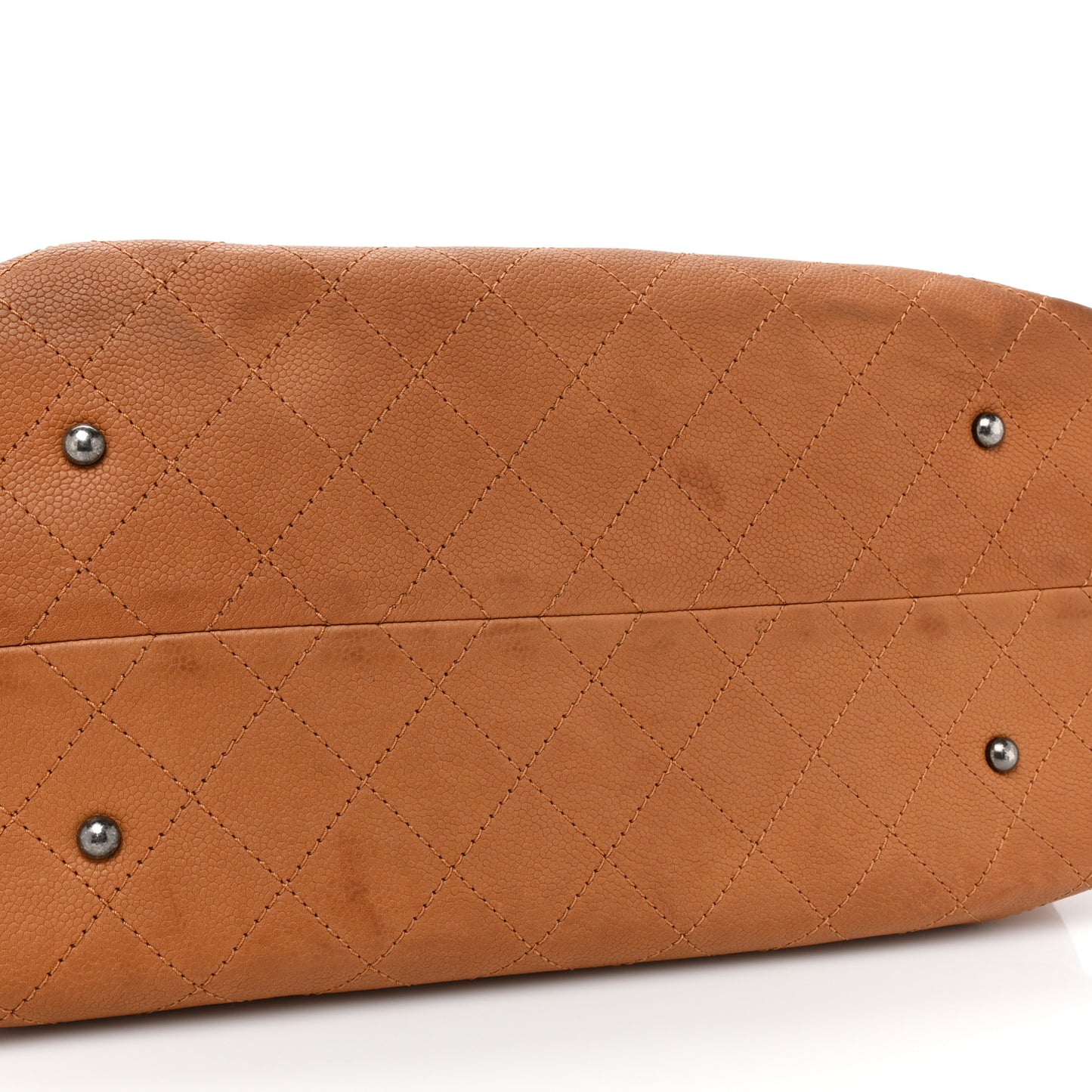 Grained Vegetal Calfskin Stitched Shopping Tote Tan