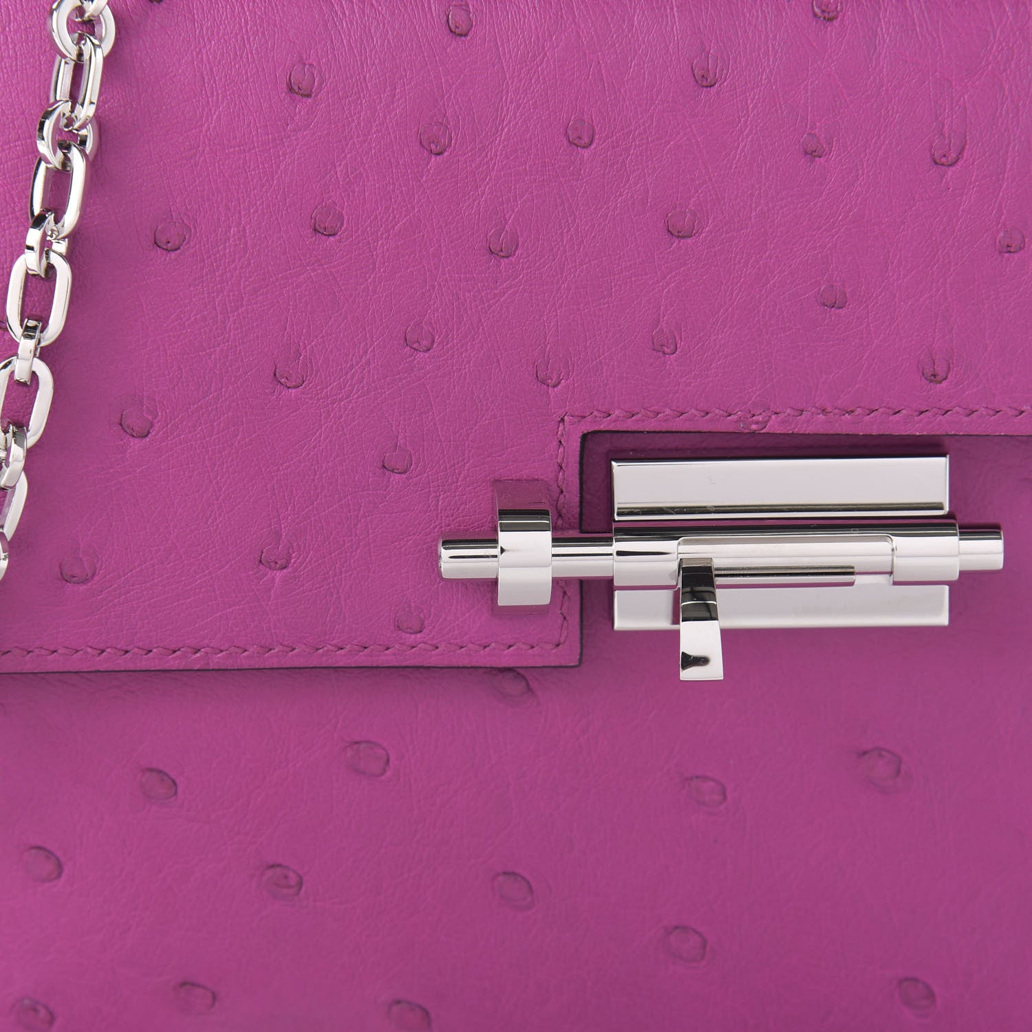 Hermes Ostrich Mini Verrou Chaine Bag Rose Pourpre 10 of 10