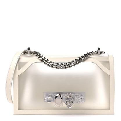 Alexander McQueen Polyurethane Calfskin Transparent Jeweled Knuckle Satchel Clear White 1 of 10