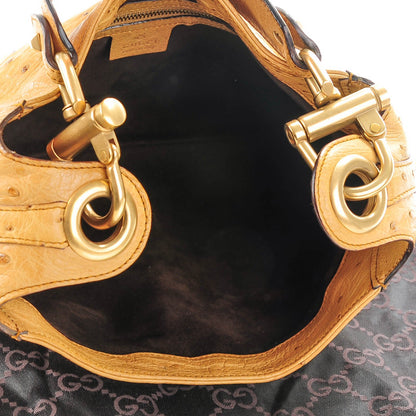 Gucci Ostrich Jackie O Piston Lock Hobo Tan 5 of 7