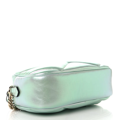 Gucci Iridescent Nappa Chevron Matelasse Small GG Marmont Chain Shoulder Bag Iridescent Salvy Green 4 of 12