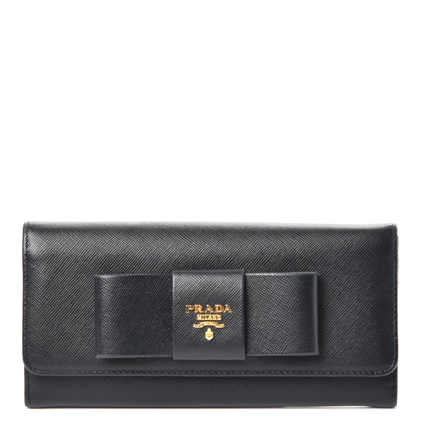 Saffiano Bow Continental Wallet Nero Black