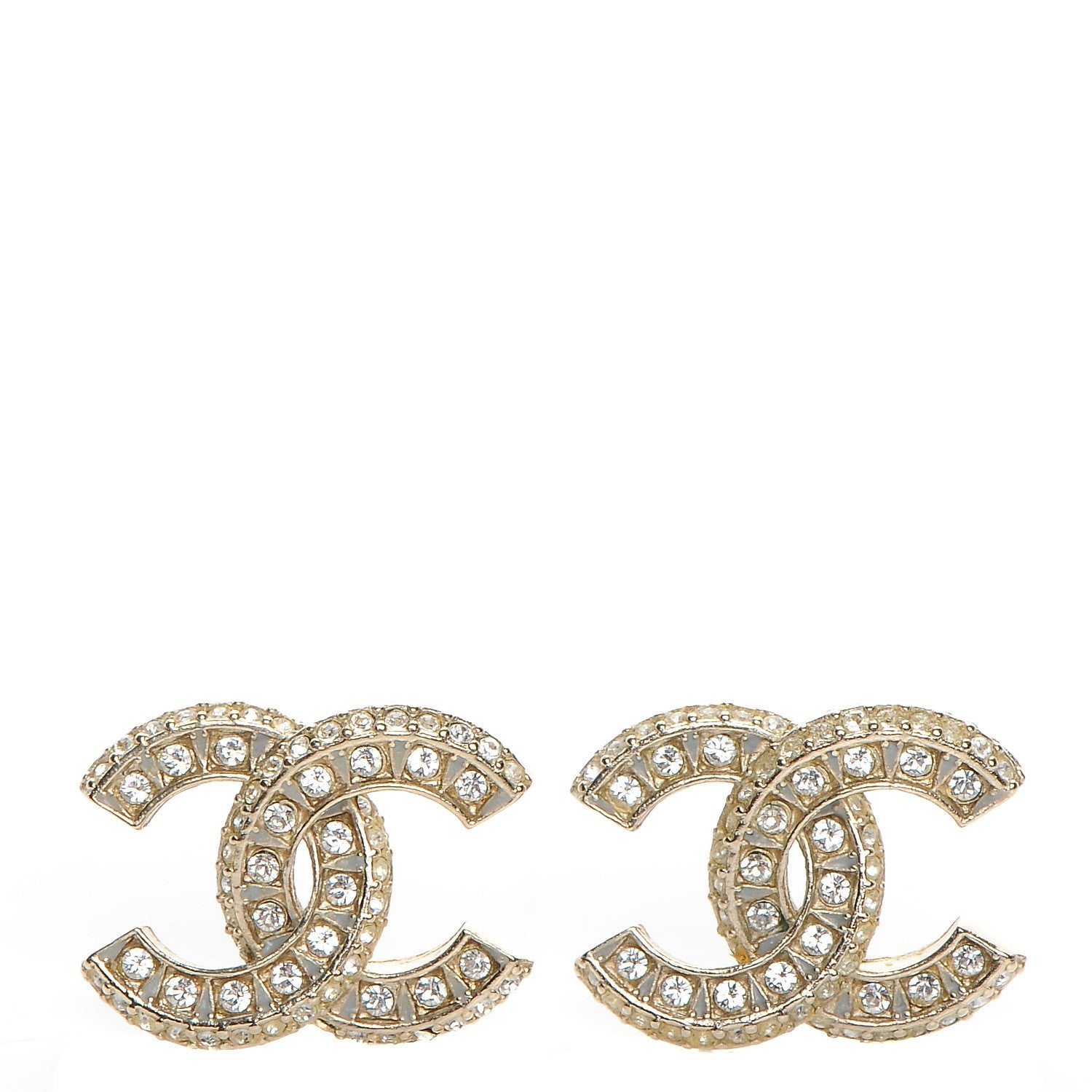 Chanel Crystal CC Earrings Gold 1 of 5