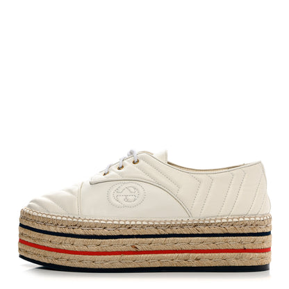 Gucci Nappa Matelasse GG Pilar Flatform Lace-Up Espadrilles 41 Great White 1 of 15