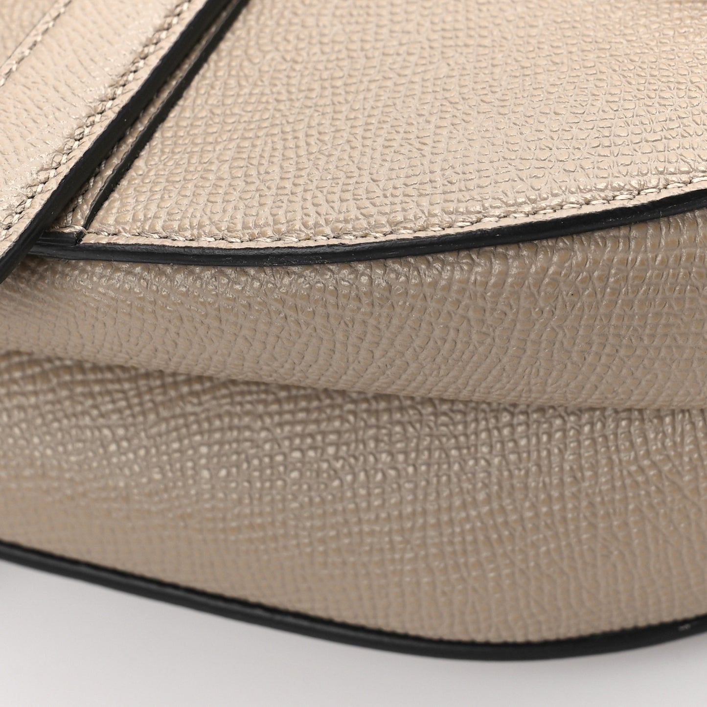 Grained Calfskin Saddle Bag With Strap Warm Taupe