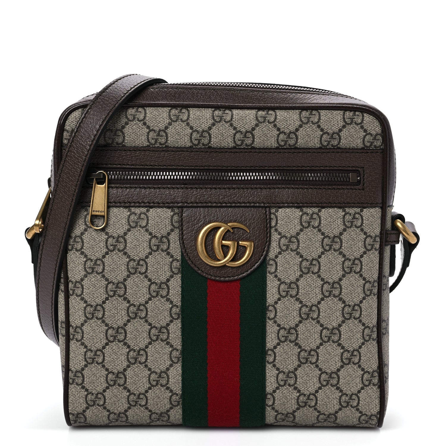 Gucci GG Supreme Monogram Web Small Ophidia Messenger Bag Brown 1 of 9