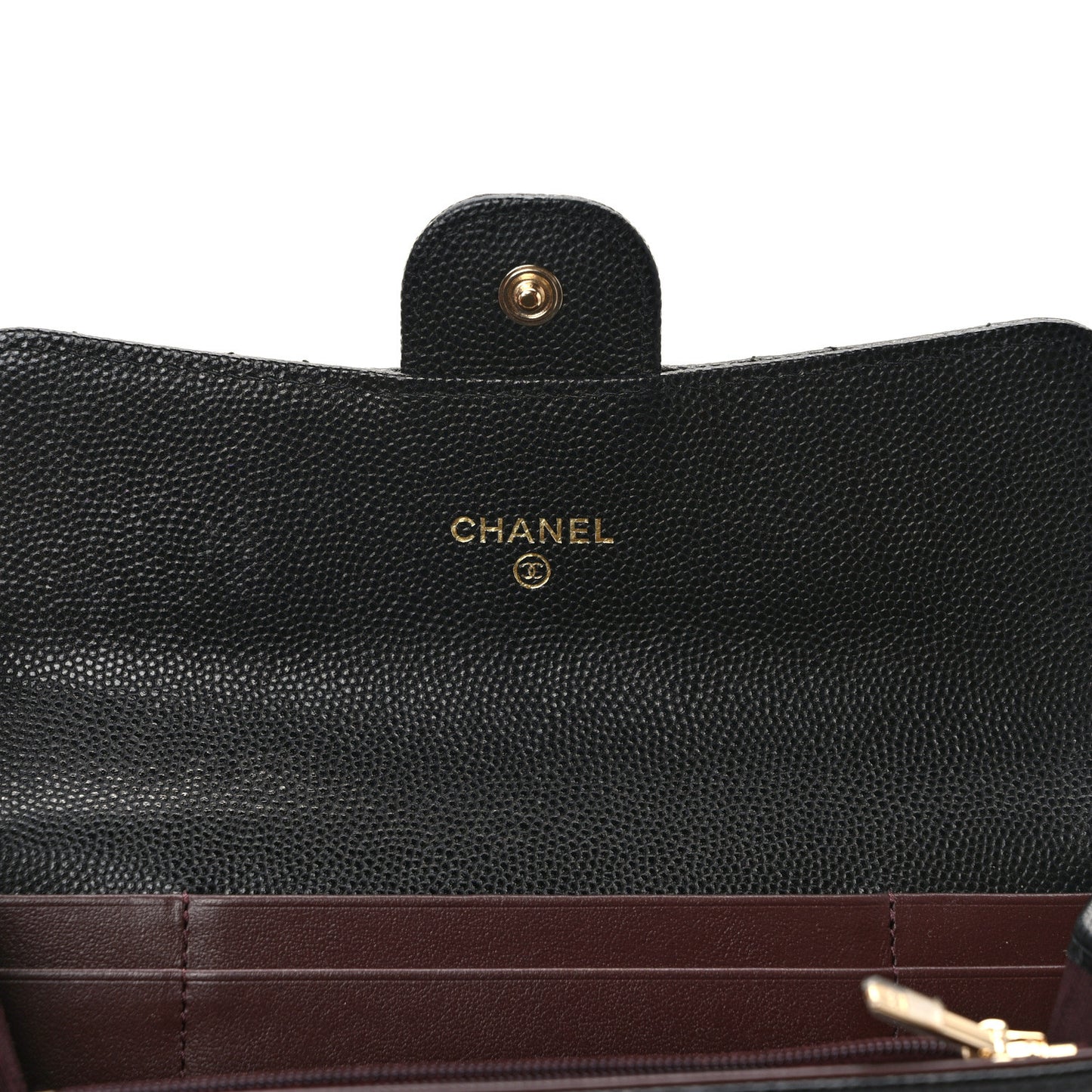 Caviar Quilted Medium Gusset Flap Wallet Black