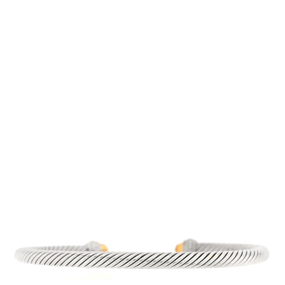 David Yurman Sterling Silver 18K Yellow Gold Citrine 4mm Cable Classics Bracelet 2 of 4