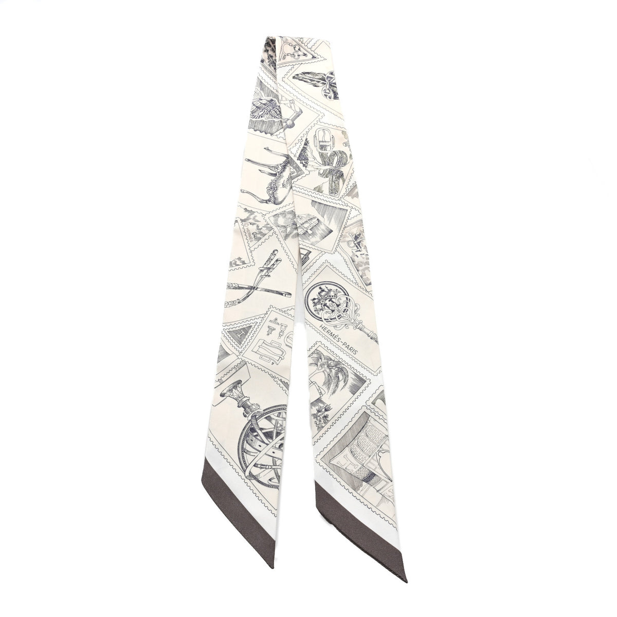 Hermes Silk Le Philateliste Du Faubourg Twilly Parchemin Graphite 2 of 3
