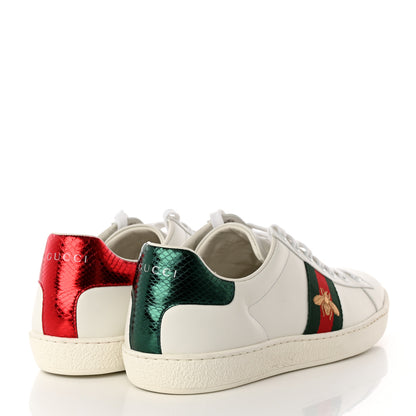 Gucci Calfskin Ayers Bee Embroidered Womens Ace Sneakers 41.5 White Green 4 of 9