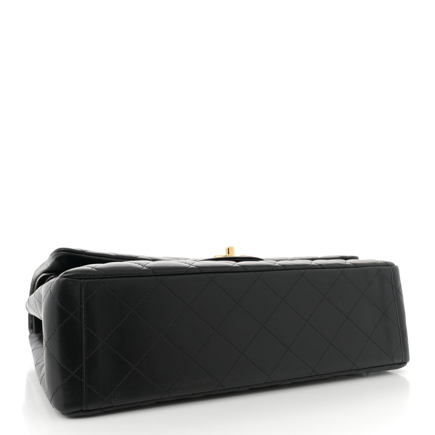 Lambskin Quilted Maxi Double Flap Black