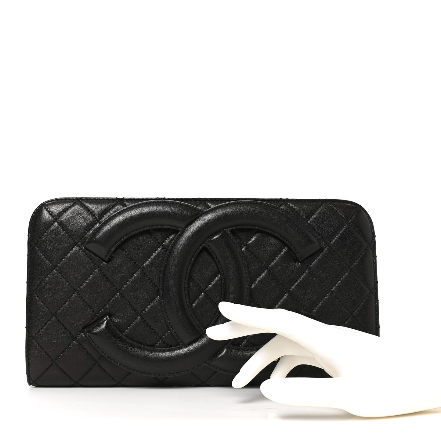 Lambskin Quilted Coco Midnight Clutch Black