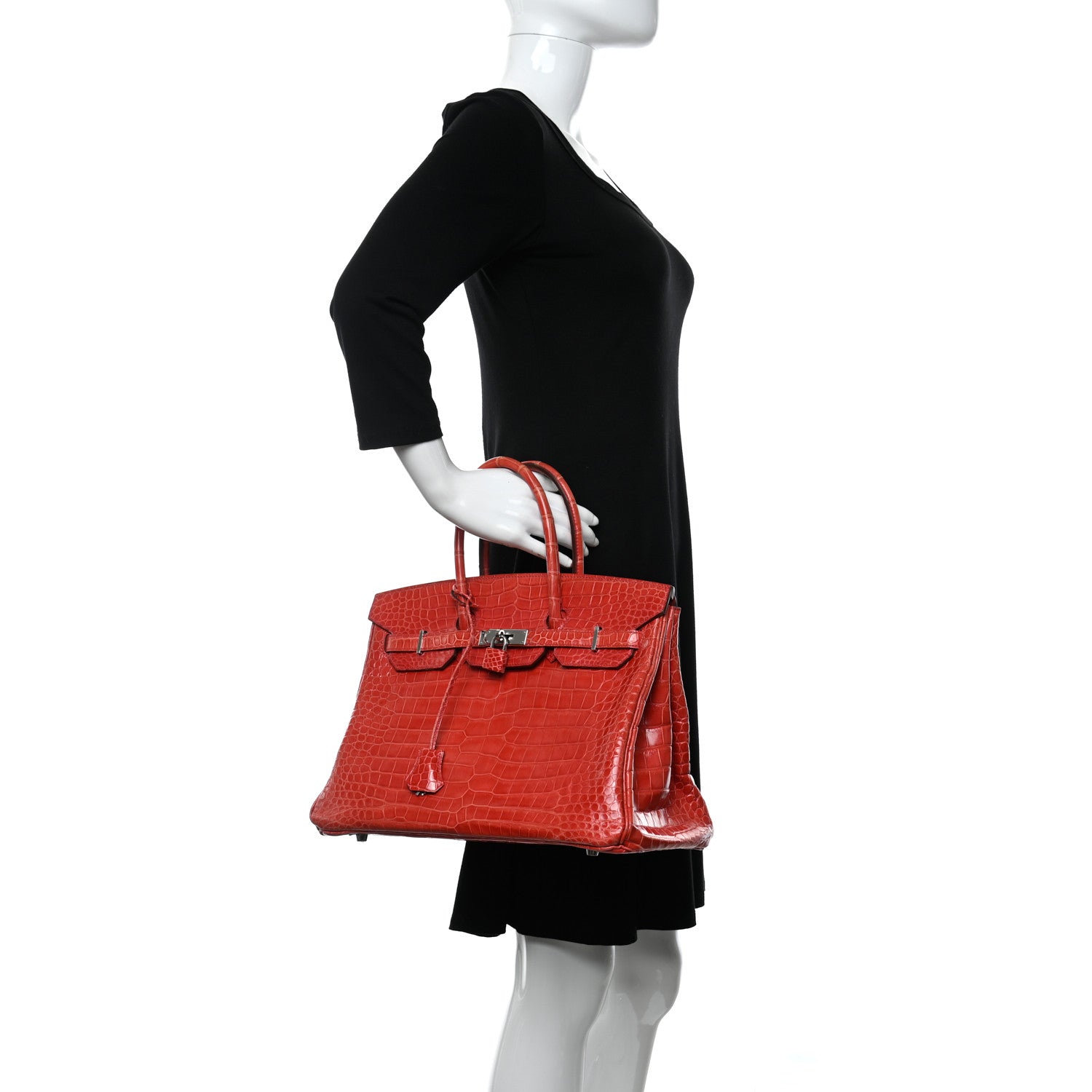 Hermes Shiny Porosus Crocodile Birkin 35 Bougainvillea 2 of 23