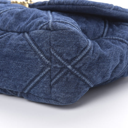 Chanel Denim Quilted Large 19 Flap Blue 10 of 11