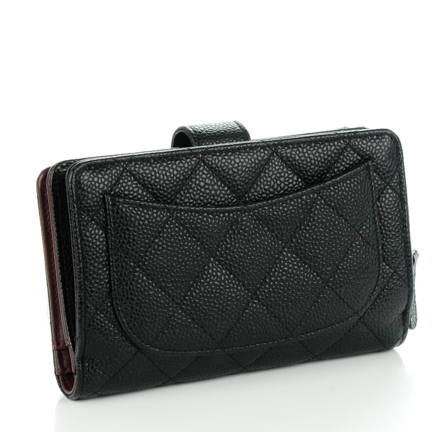 Caviar Quilted Zipped Pocket Wallet Black
