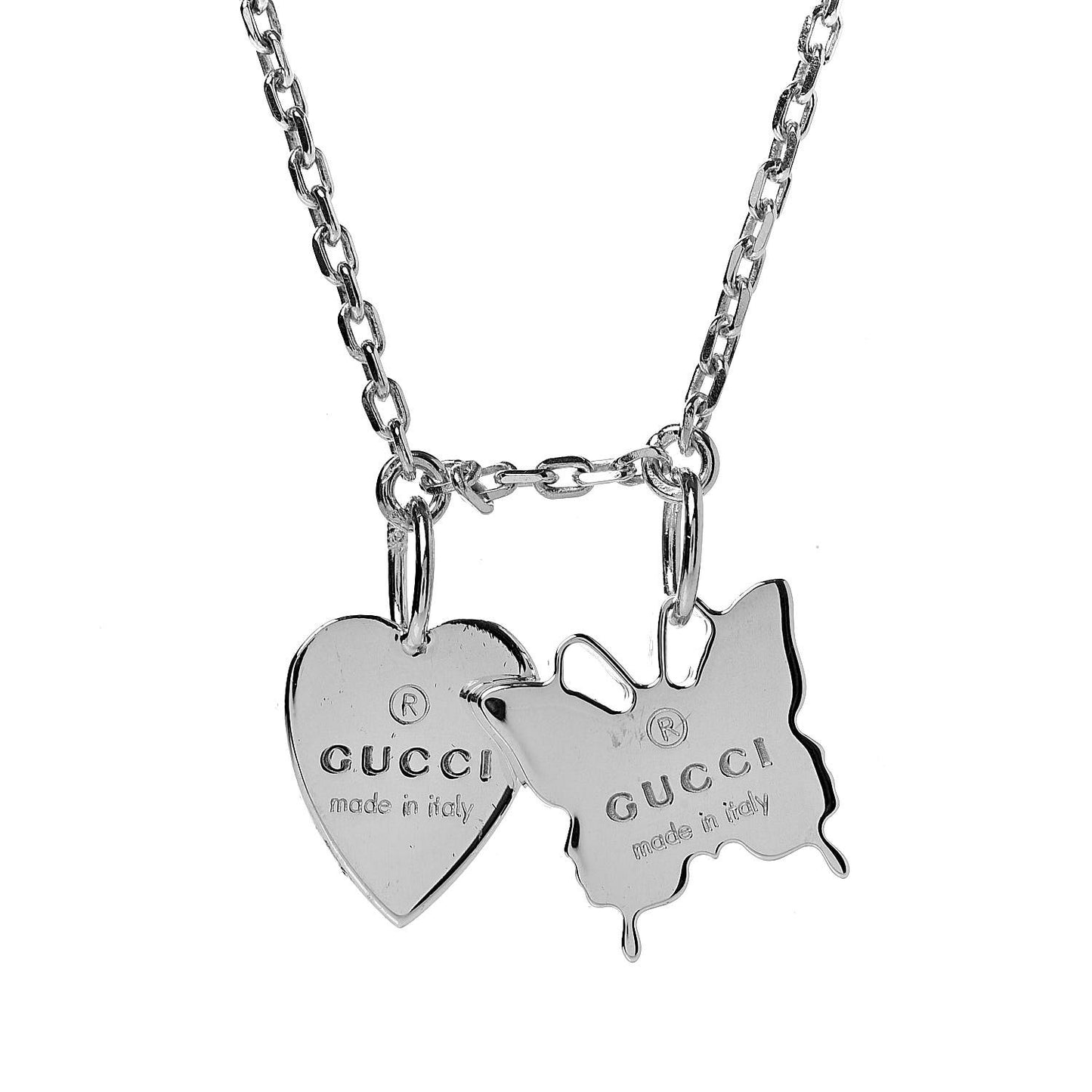 Sterling Silver Trademark Butterfly Heart Charm Pendant Necklace